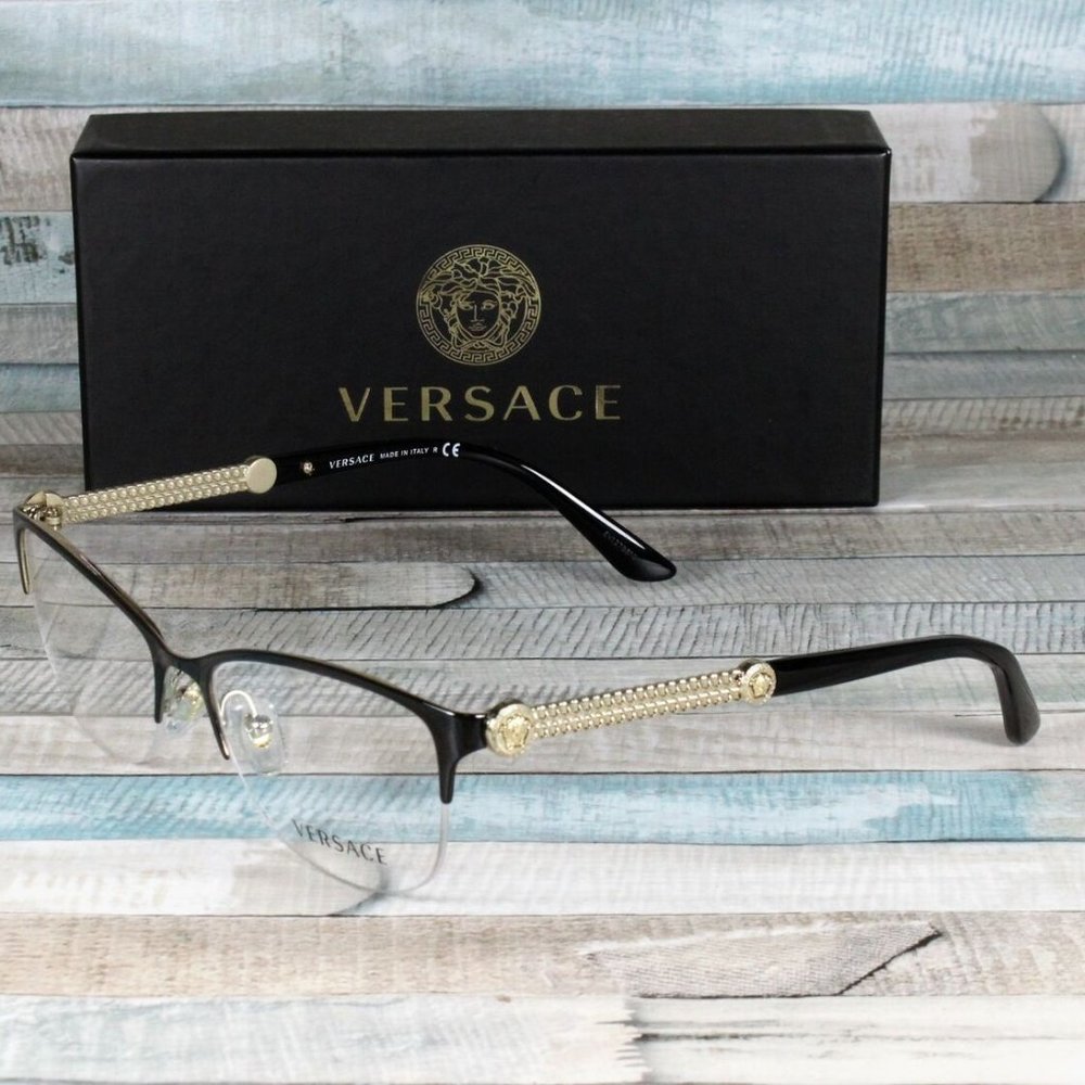 Versace Black and Gold 53mm Womens Eyeglasses - Picture 3 of 3